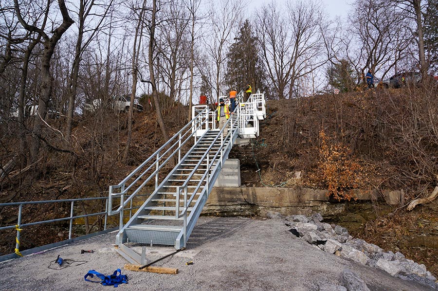 Millworkers Staircase is in place near Textile Museum The Millstone