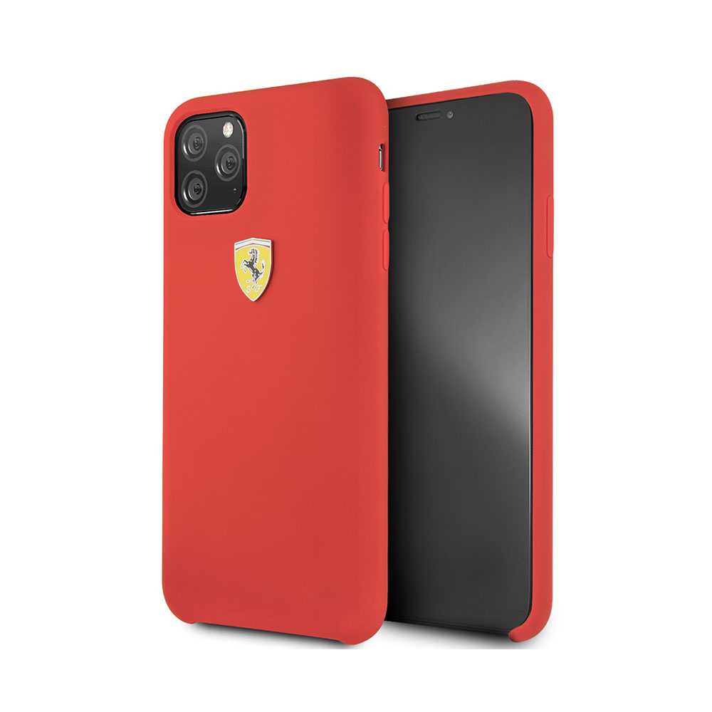 Ferrari Scuderia Silicone Case with Logo Shield For Apple iPhone 11 Pro