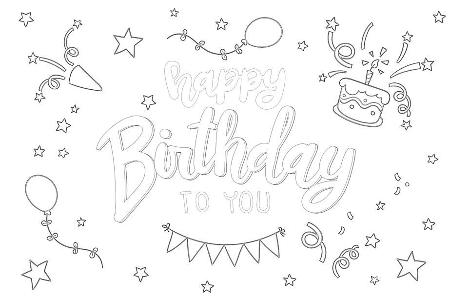 Printable Happy Birthday To You Coloring Page Mimi Panda