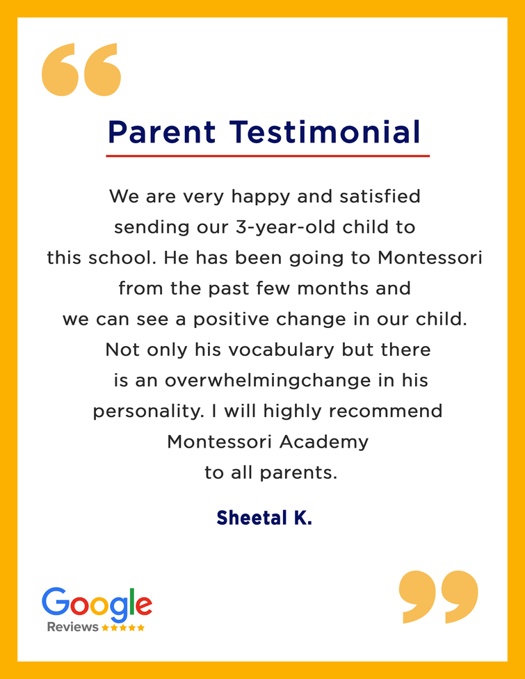 Testimonials MONTESSORI ACADEMY