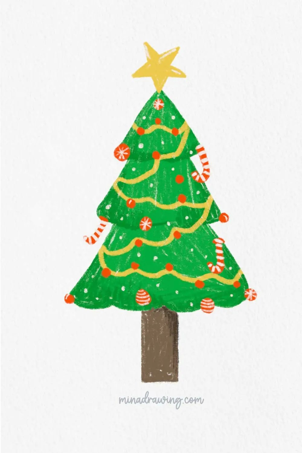 14 Easy Christmas Tree Drawing Ideas • Mina Drawing