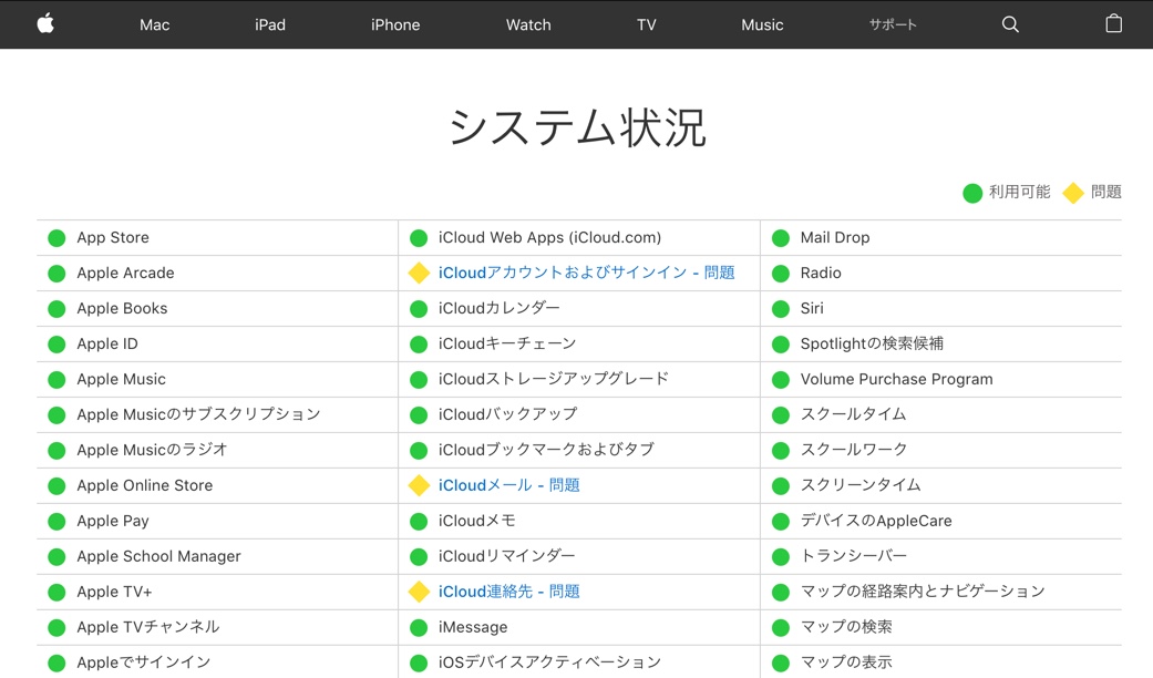 Apple、iCloudアカウントとメール、探すで障害発生中 酔いどれオヤジのブログwp