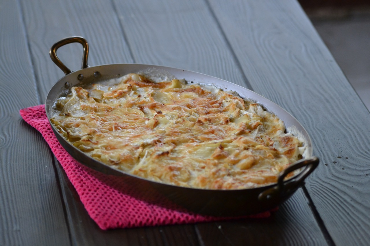 Celery Root and Potato Gratin with Comte Minced