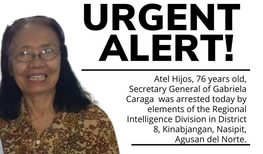 Le leader malade de Gabriela arrêté à Agusan del Norte Nouvelles Du Monde