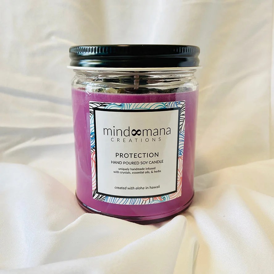Protection Candle Egyptian Amber Purple Intention Luxury Soy Candle