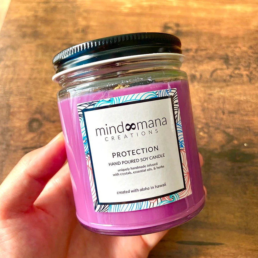 Protection Candle Egyptian Amber Purple Intention Luxury Soy Candle