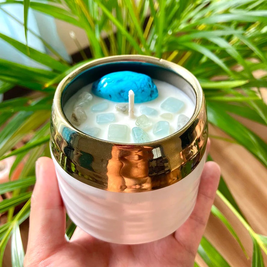 High Vibes "Blue Howlite" Candle 7oz Spiritual Energy Candle
