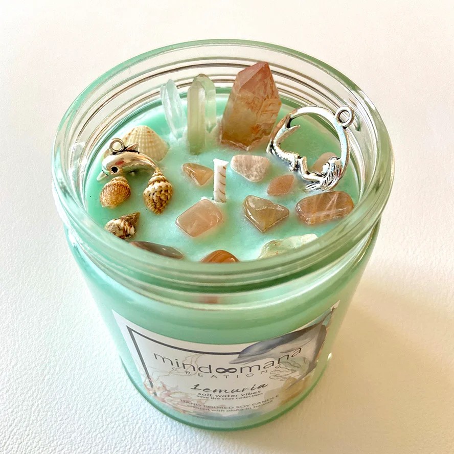 Lemuria Candle 8oz Spiritual Energy Candle Amber Glass Vessel
