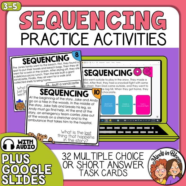 Sequencing Task Cards (Multiple Choice & Short Answer Print and