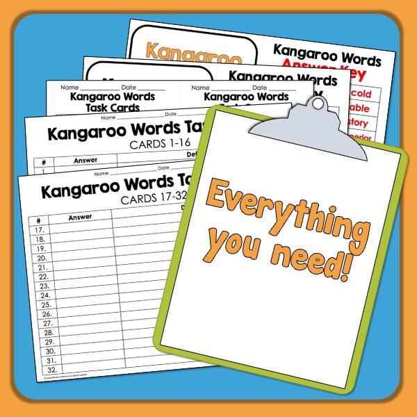 Kangaroo Words Creative and Critical Thinking Task Cards to Challenge Students Print and