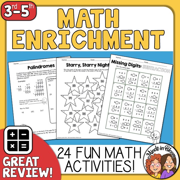 Math Review Activities Worksheets for Practicing Skills & Enrichment