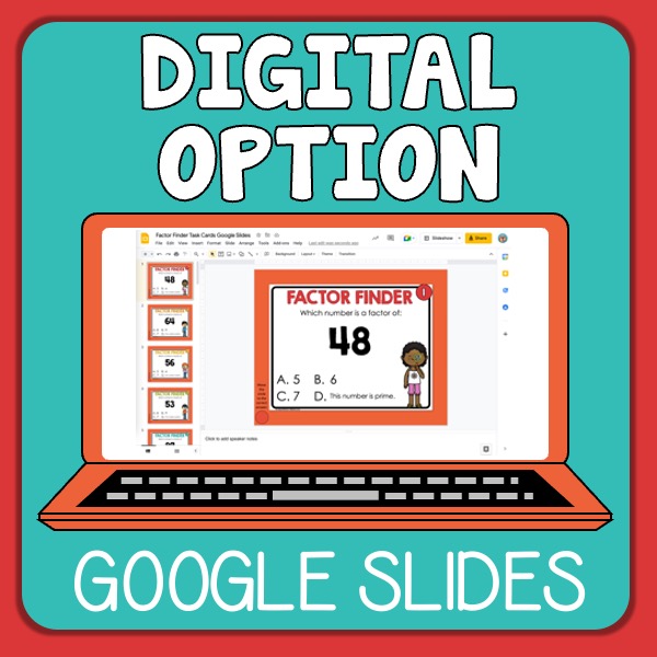Factor Finder! Task Cards Multiple Choice Factoring Questions Print