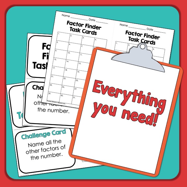 Factor Finder! Task Cards Multiple Choice Factoring Questions Print