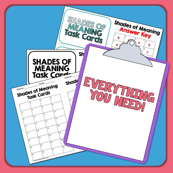 Shades of Meaning Synonyms Task Cards Print & Digital Google Slides Vocabulary Growth