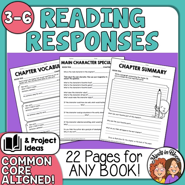 Reading Responses Worksheets (For Any Book!) with Graphic