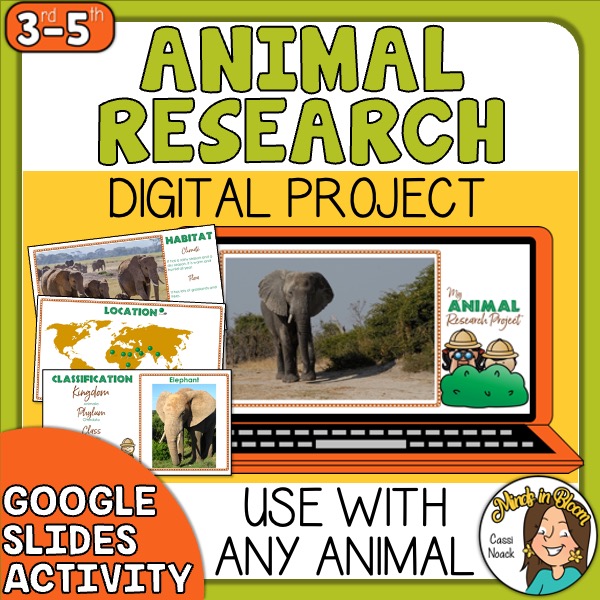 Animal Research Digital Project for Students Google Slides Activity Minds in Bloom