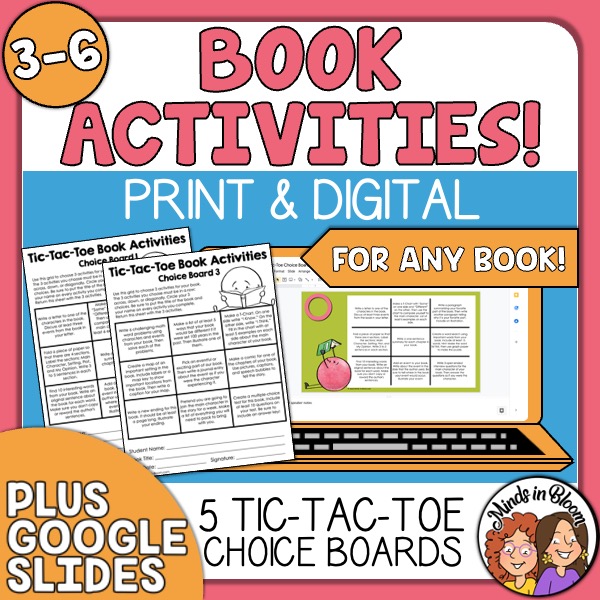 Book Activities! (For Any Book) Tic Tac Toe Choice Boards Reading
