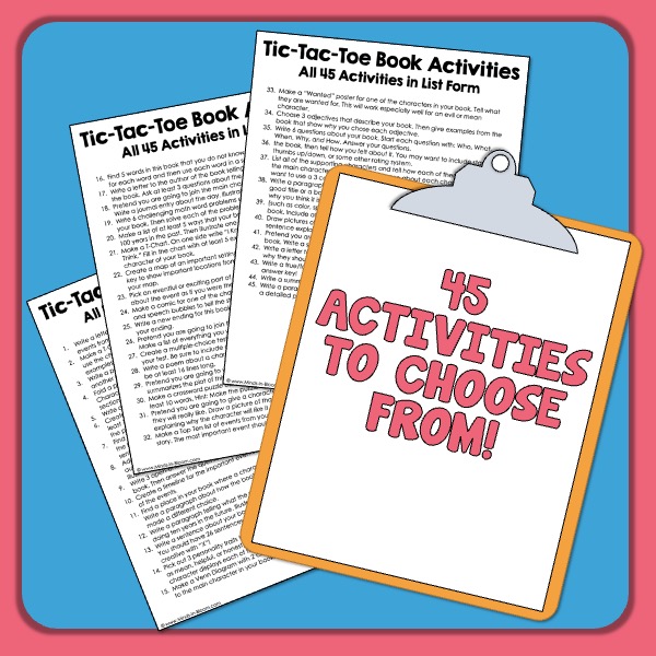 Book Activities! (For Any Book) Tic Tac Toe Choice Boards Reading
