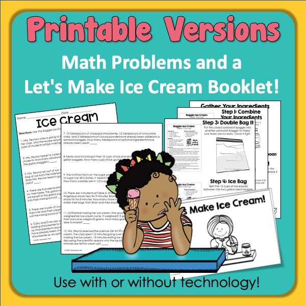 Solving Story Problems - Make Your Own Ice Cream & Math Problems