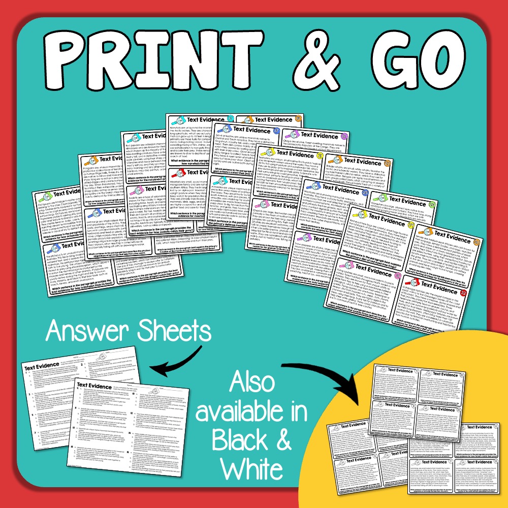 Finding Text Evidence Task Cards Nonfiction Text Print & Digital Activities Minds in Bloom