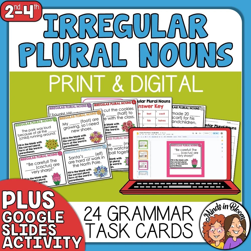 Irregular Plural Nouns Task Cards Engaging Short Answer Grammar