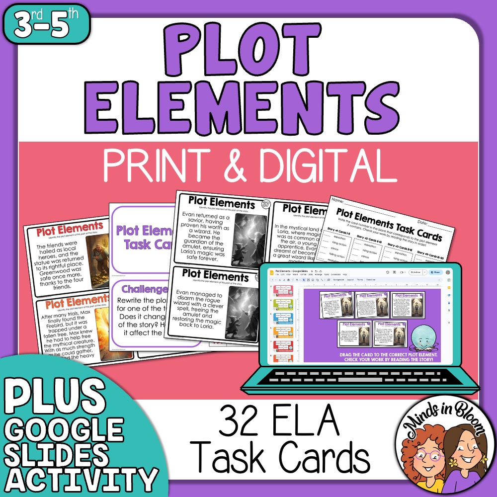 Plot Elements ELA Literacy Skills Task Cards Print & Digital Engaging