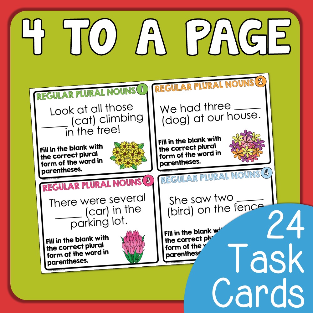 Regular Plural Nouns Task Cards Engaging Short Answer Grammar