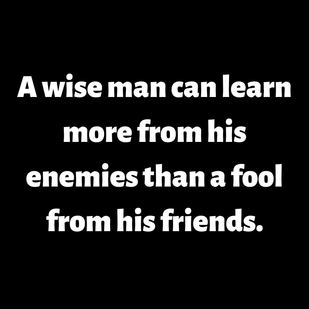 A wise man can learn more from his enemies than a fool from his friends