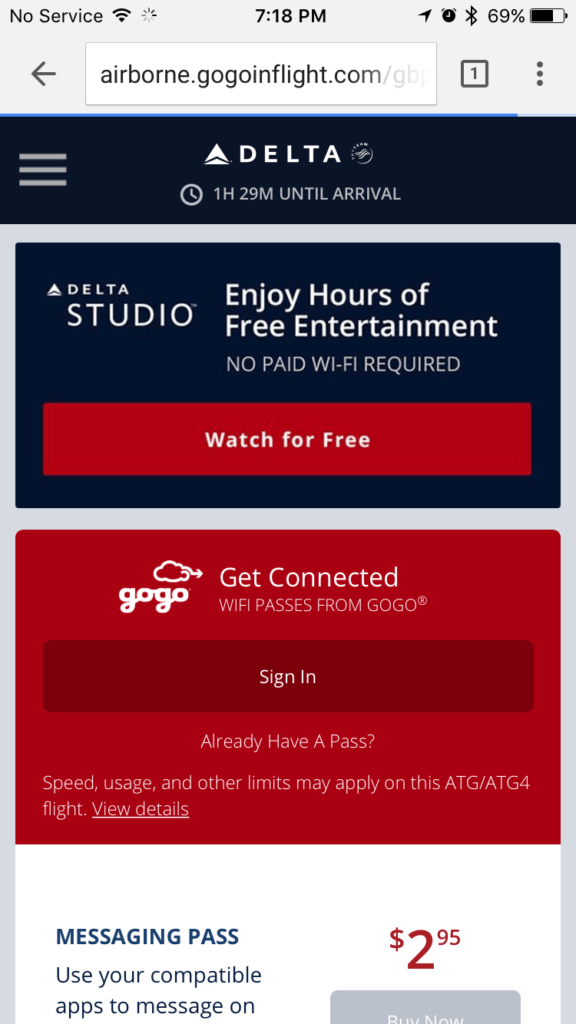 Free WiFi on Delta Flights