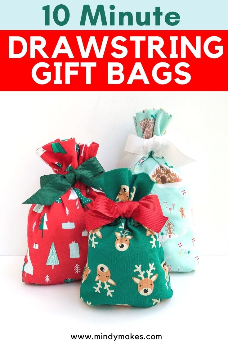 Easy Fabric Drawstring Gift Bag with a Gusset (Free Pattern) MindyMakes