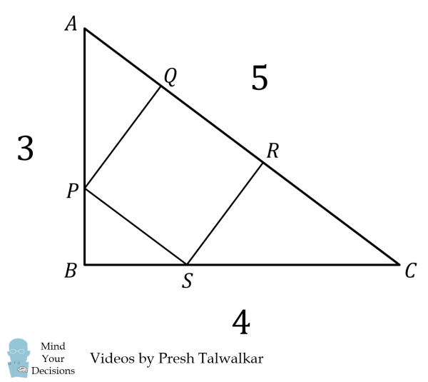 Square In 3-4-5 Triangle – Mind Your Decisions