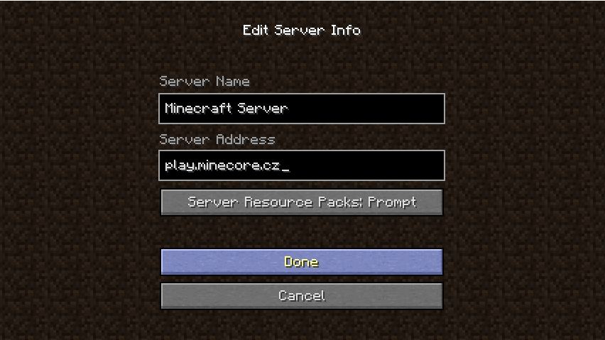 Připojit se Minecore.cz