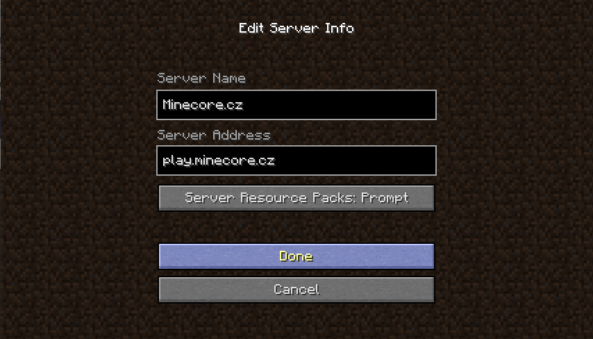 Připojit se Minecore.cz