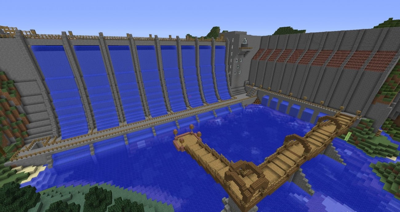 ᐅ Staudamm mit Anlegestelle in Minecraft bauen minecraftbauideen.de