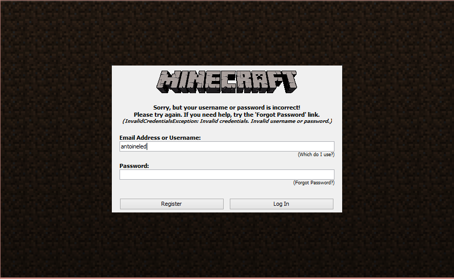 mot de passe inconnu ????! Minecraft