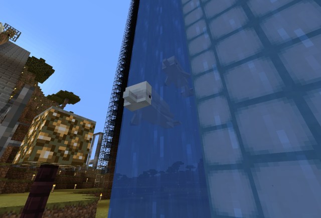 水槽の壁はコマンドで お魚入れてみた マイクラ初心者が行く