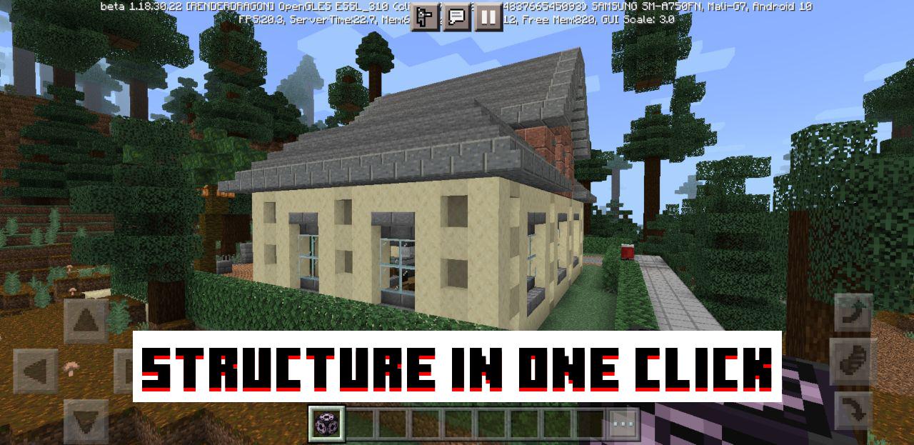 Download Structure in One Click Mod for Minecraft PE Structure in One