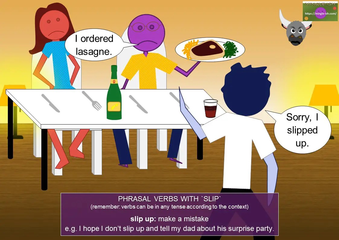 Phrasal verbs with slip Mingleish