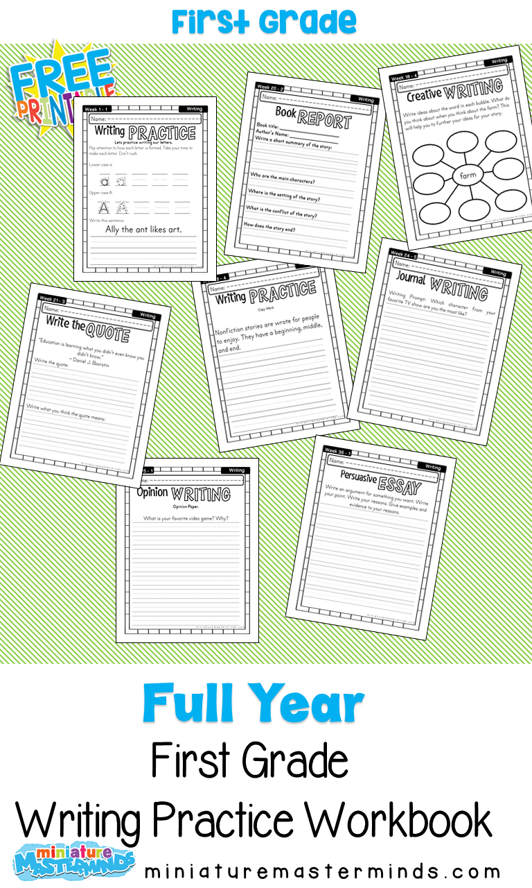 First Grade Writing Practice Workbook Full Year Curriculum