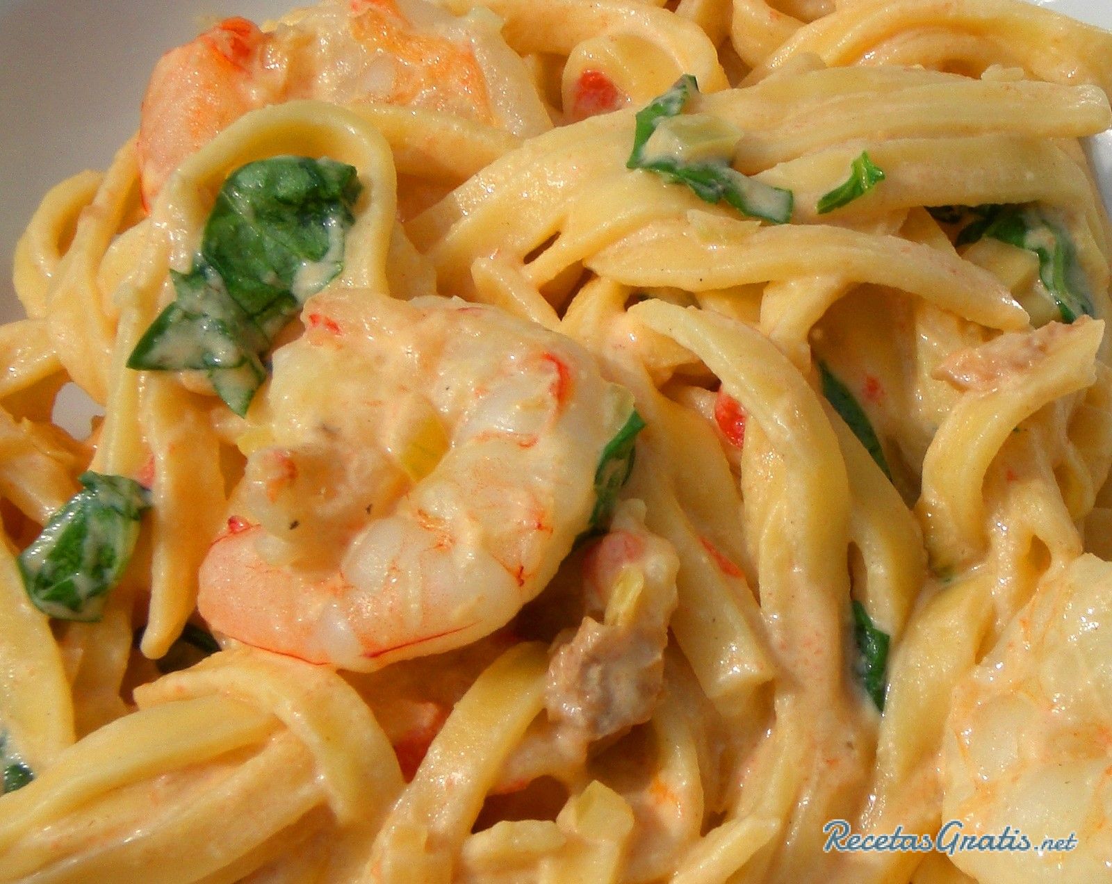 Tallarines con camarones recetas
