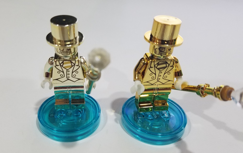 Lego Real Mr Gold Compared to Fake Chinese Mr Gold Minifigure