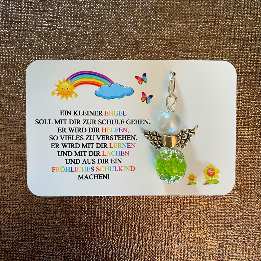 Kärtchen mit Schutzengel und Spruch Schulkind MiniGeschenke.de