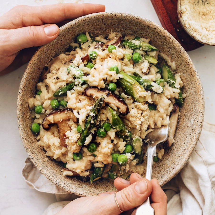 Vegan Risotto with Miso and Spring Vegetables Minimalist Baker Recipes