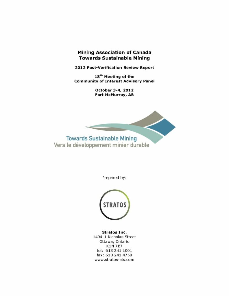 COI Panel PostVerification Review Report 2012 The Mining