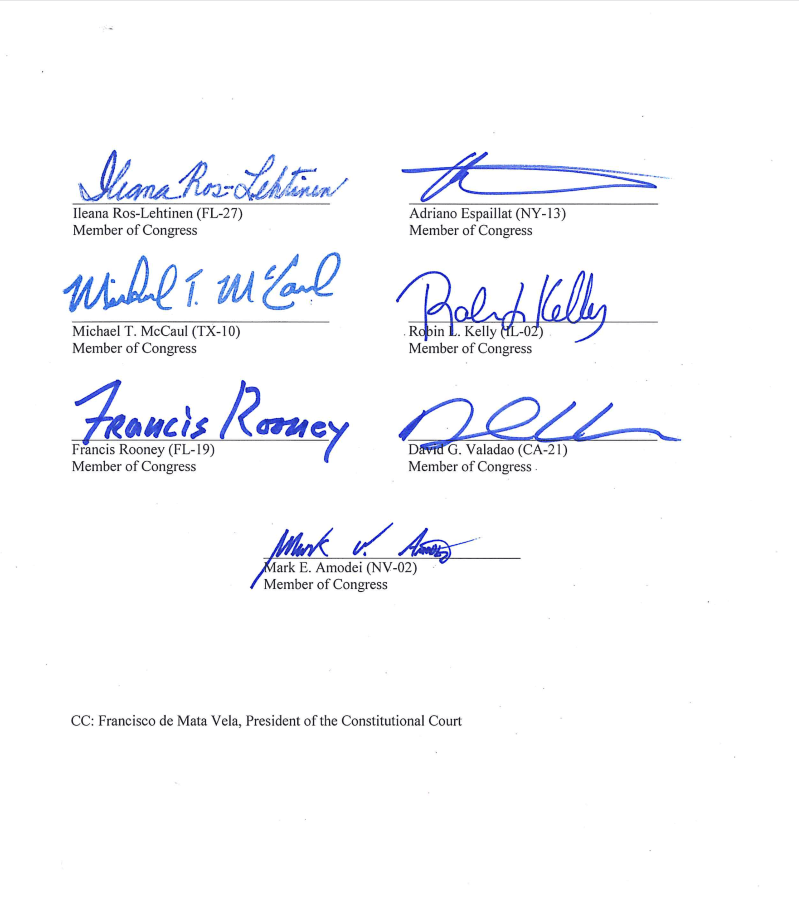 US Congress members send letter to Guatemala's president urging