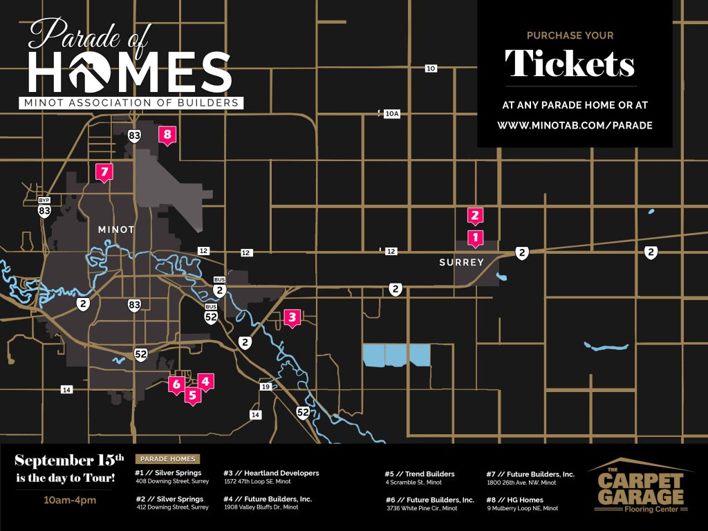 Parade of Homes Map Minot Association of Builders