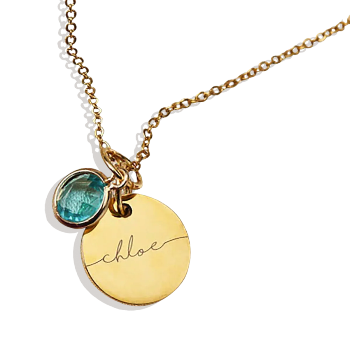 Monogram Script Birthstone Necklace Mint & Lily