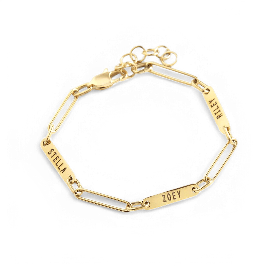 Paperclip Bracelet With Names Mint & Lily