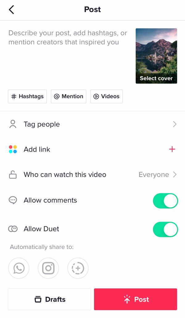 How to upload a video from your camera roll to TikTok Minter.io