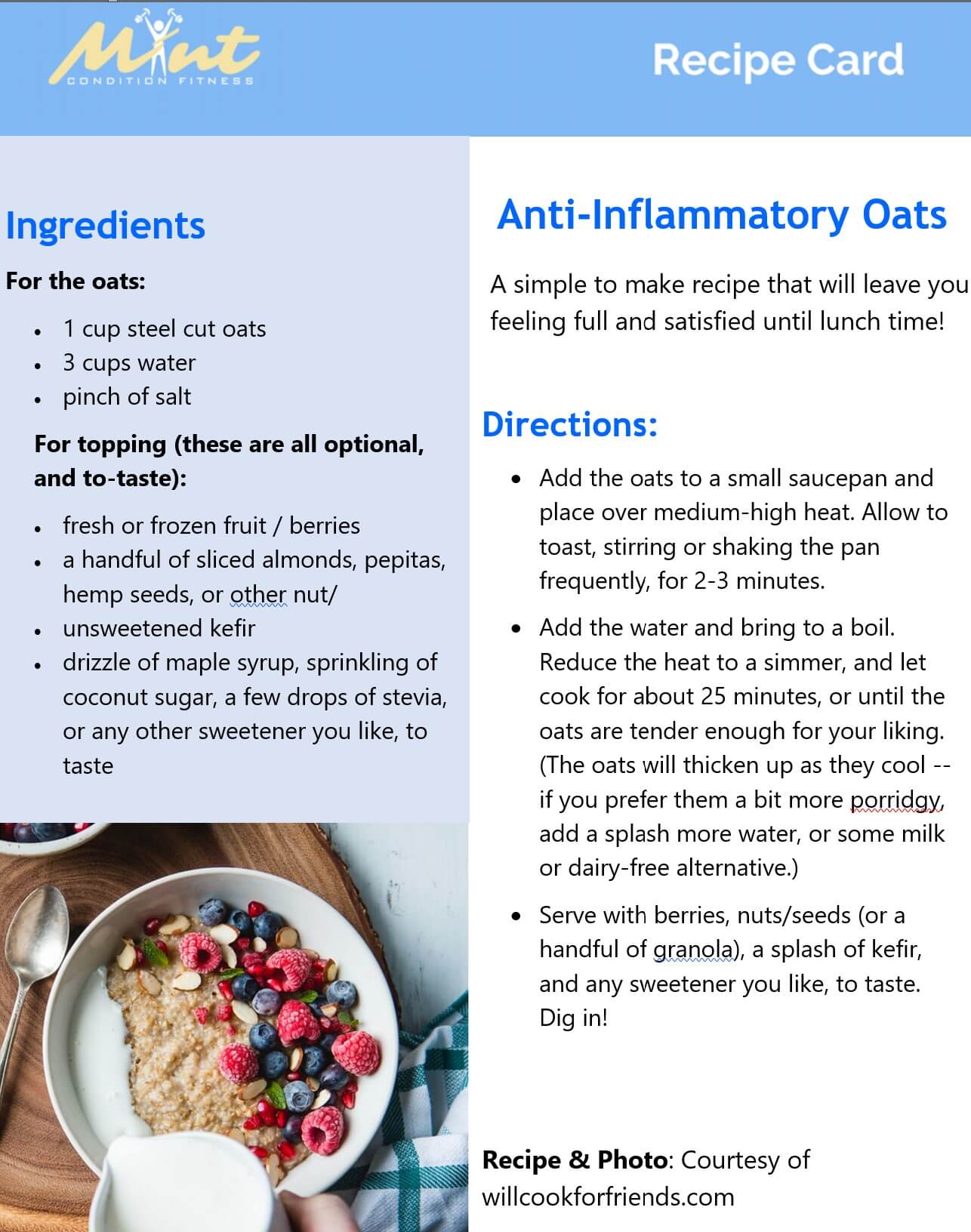 AntiInflammatory Oats Mint Condition Fitness 1 Rated Personal